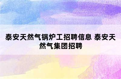 泰安天然气锅炉工招聘信息 泰安天然气集团招聘